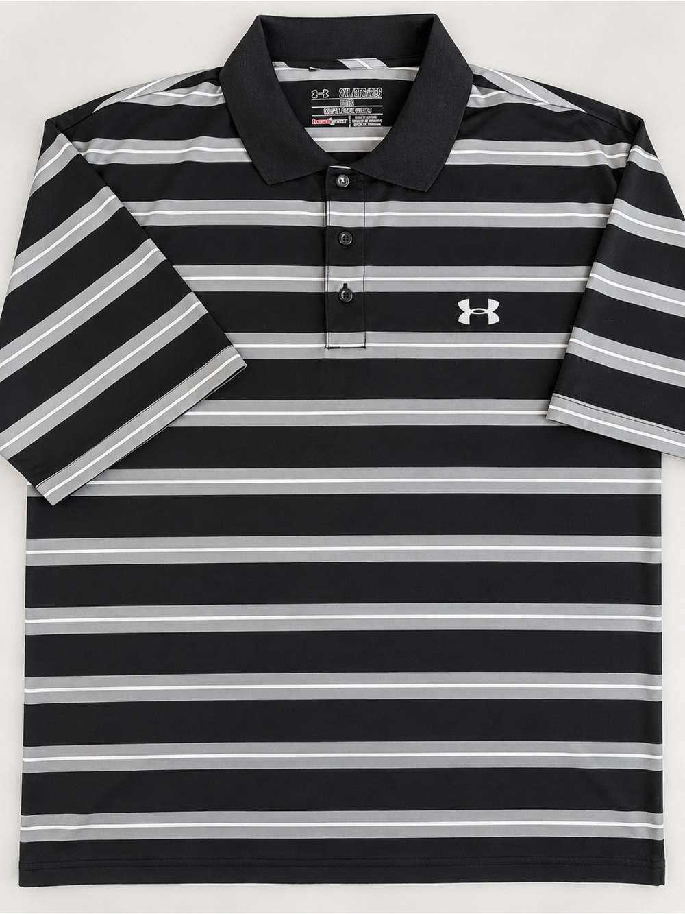 Under Armour Black & Gray Striped Men’s Polo